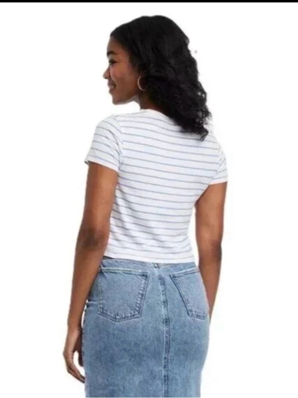 Universal Thread T-Shirt Top - Blue & White Stripe - Picture 3 of 4